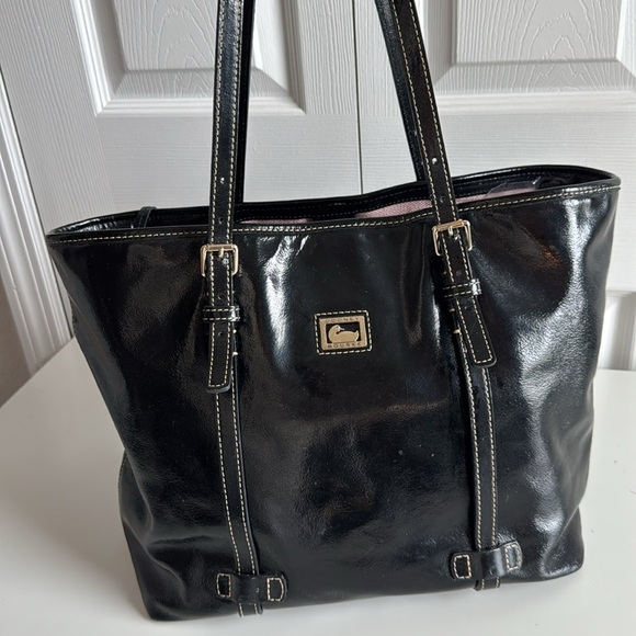 Vintage Dooney and Burke Black Patent Leather
Tote Bag - Picture 2 of 10